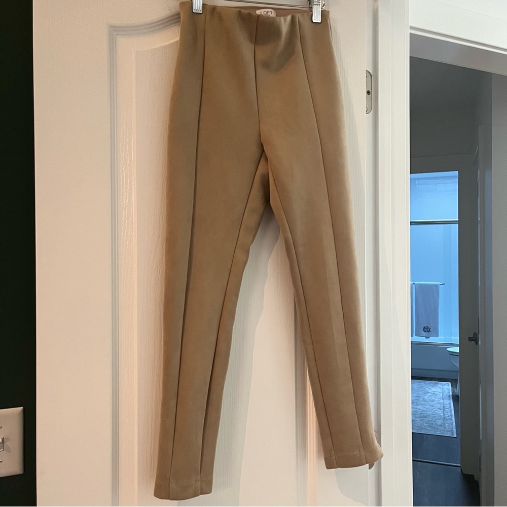 LOFT Tan Faux Suede Pointe Pants PERFECT FALL PANTS XXS petite